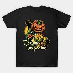 Candy Inspector Halloween Pumpkin Design T-Shirt